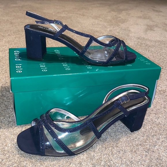 NWT David Tate Navy Blue Slingback Heels (Double Wide) - Picture 2 of 6